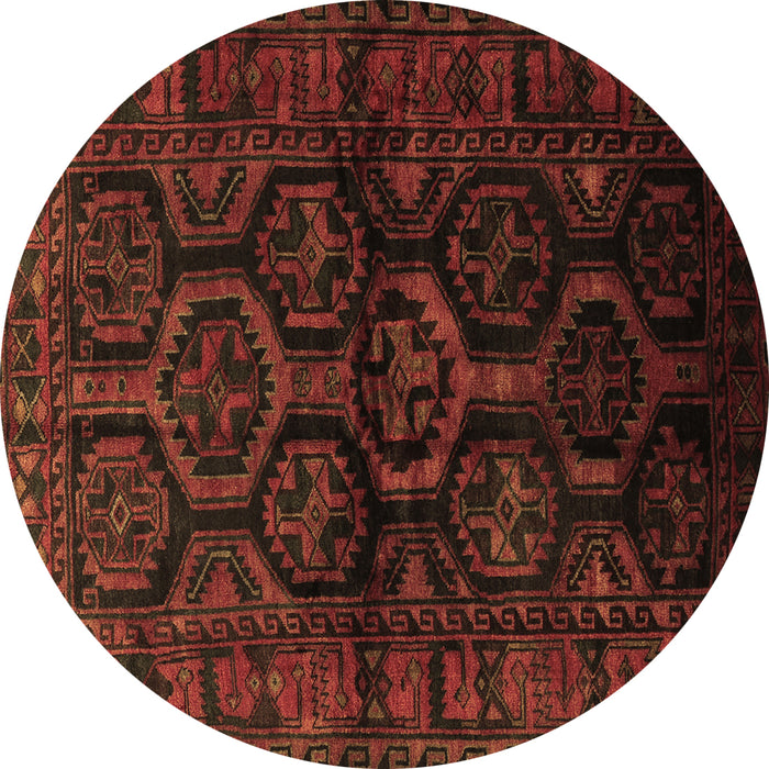 Round Persian Brown Traditional Rug, tr1401brn