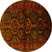 Round Persian Yellow Traditional Rug, tr1401yw