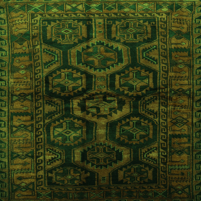 Round Machine Washable Persian Green Traditional Area Rugs, wshtr1401grn