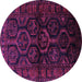 Round Machine Washable Persian Purple Traditional Area Rugs, wshtr1401pur