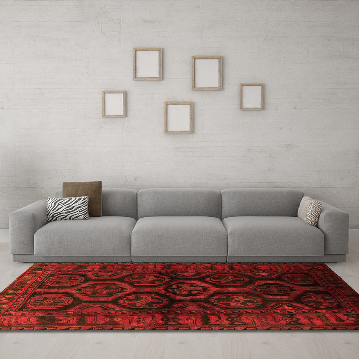 Machine Washable Persian Orange Traditional Area Rugs in a Living Room, wshtr1401org