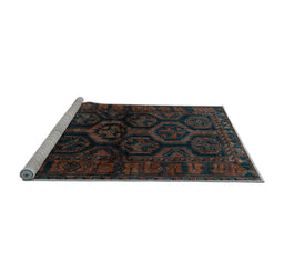 Sideview of Machine Washable Persian Light Blue Traditional Rug, wshtr1401lblu