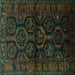 Square Machine Washable Persian Turquoise Traditional Area Rugs, wshtr1401turq