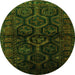 Square Persian Green Traditional Rug, tr1401grn