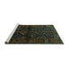 Sideview of Machine Washable Persian Turquoise Traditional Area Rugs, wshtr1401turq