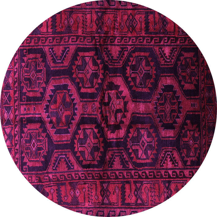 Round Machine Washable Persian Pink Traditional Rug, wshtr1401pnk