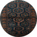 Round Persian Light Blue Traditional Rug, tr1401lblu