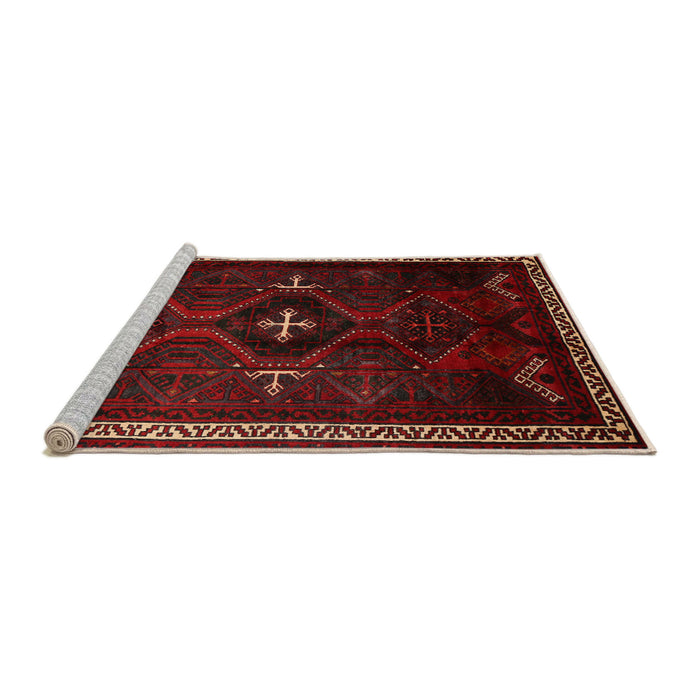 Sideview of Machine Washable Traditional Tomato Red Rug, wshtr1402