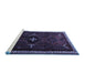 Sideview of Machine Washable Persian Blue Traditional Rug, wshtr1402blu