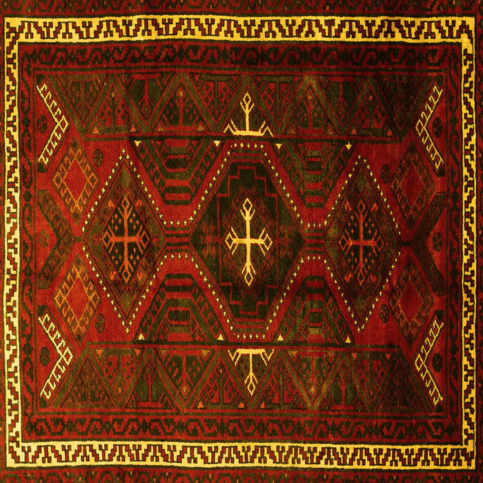 Square Machine Washable Persian Yellow Traditional Rug, wshtr1402yw