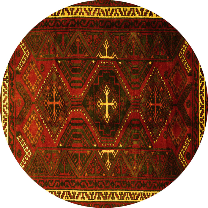 Round Persian Yellow Traditional Rug, tr1402yw