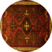 Round Persian Yellow Traditional Rug, tr1402yw