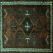 Square Persian Turquoise Traditional Rug, tr1402turq