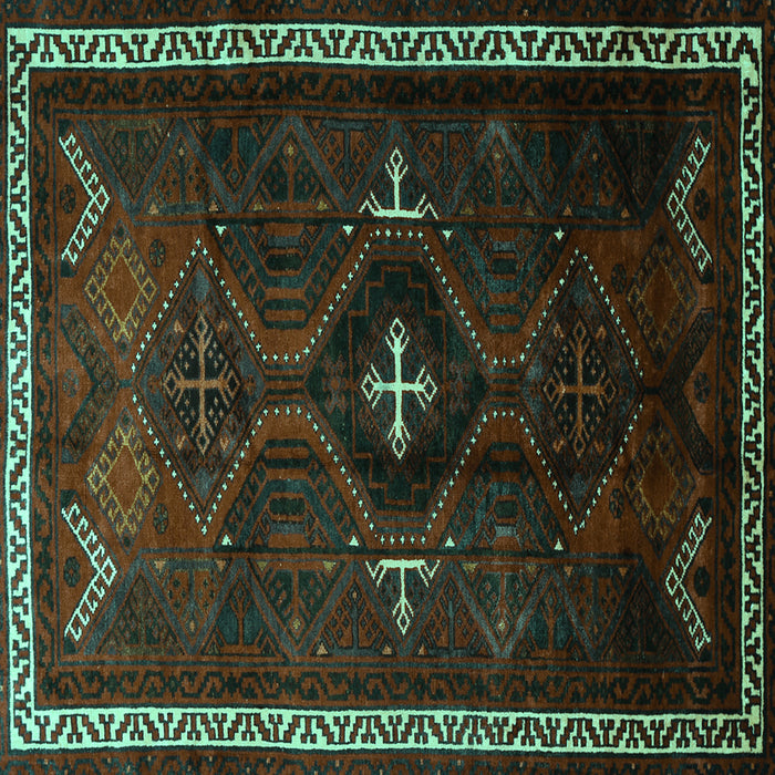 Square Machine Washable Persian Turquoise Traditional Area Rugs, wshtr1402turq