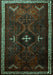 Machine Washable Persian Turquoise Traditional Area Rugs, wshtr1402turq