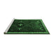 Sideview of Machine Washable Persian Emerald Green Traditional Area Rugs, wshtr1402emgrn