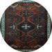 Round Persian Light Blue Traditional Rug, tr1402lblu