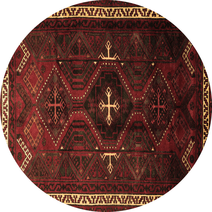 Round Persian Brown Traditional Rug, tr1402brn