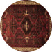 Round Persian Brown Traditional Rug, tr1402brn