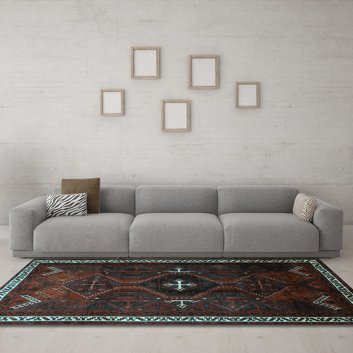 Machine Washable Persian Light Blue Traditional Rug in a Living Room, wshtr1402lblu