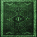 Square Persian Emerald Green Traditional Rug, tr1402emgrn