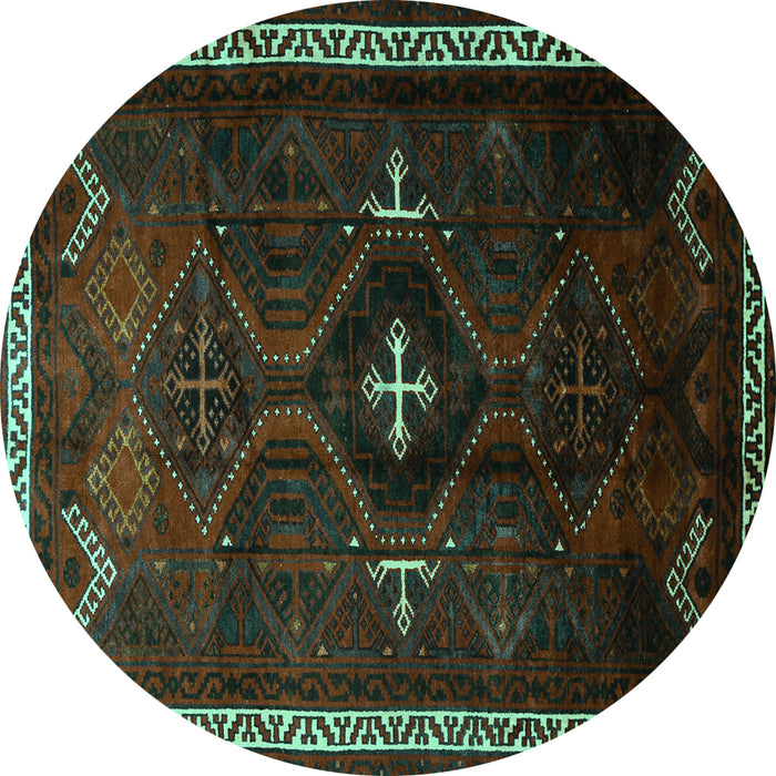 Round Persian Turquoise Traditional Rug, tr1402turq