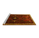 Sideview of Machine Washable Persian Yellow Traditional Rug, wshtr1402yw