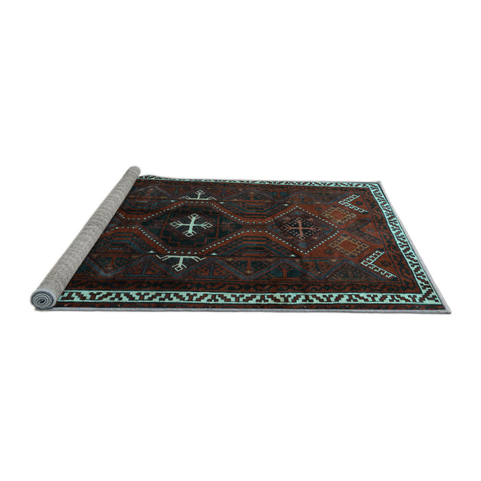 Sideview of Machine Washable Persian Light Blue Traditional Rug, wshtr1402lblu