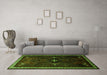 Machine Washable Persian Green Traditional Area Rugs in a Living Room,, wshtr1402grn