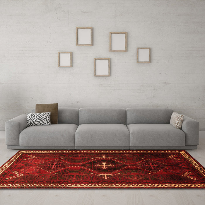 Machine Washable Persian Orange Traditional Area Rugs in a Living Room, wshtr1402org