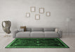 Machine Washable Persian Emerald Green Traditional Area Rugs in a Living Room,, wshtr1402emgrn