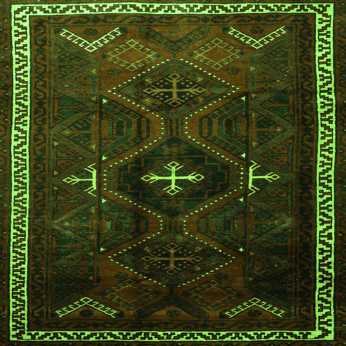 Round Machine Washable Persian Green Traditional Area Rugs, wshtr1402grn