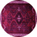 Round Persian Pink Traditional Rug, tr1402pnk