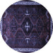 Round Persian Blue Traditional Rug, tr1402blu