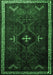 Machine Washable Persian Emerald Green Traditional Area Rugs, wshtr1402emgrn