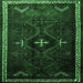 Square Machine Washable Persian Emerald Green Traditional Area Rugs, wshtr1402emgrn