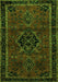 Serging Thickness of Machine Washable Persian Green Traditional Area Rugs, wshtr1403grn