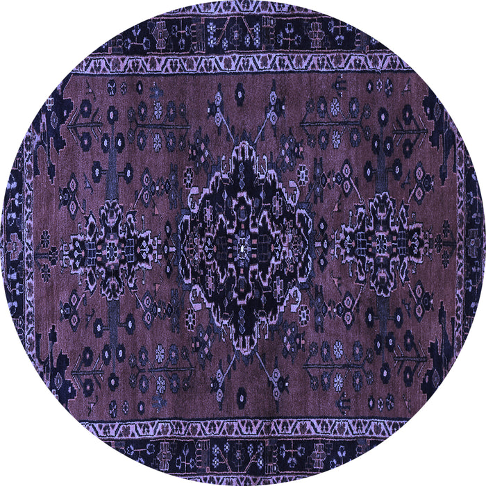 Round Machine Washable Persian Blue Traditional Rug, wshtr1403blu