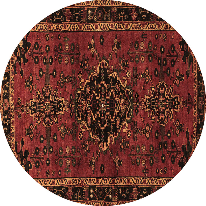 Round Persian Brown Traditional Rug, tr1403brn