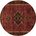 Round Persian Brown Traditional Rug, tr1403brn