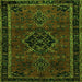 Round Machine Washable Persian Green Traditional Area Rugs, wshtr1403grn