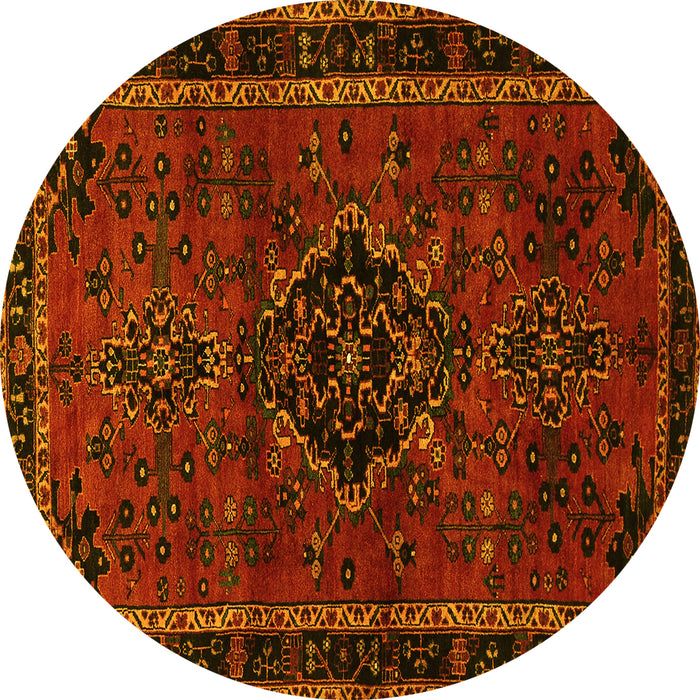Round Machine Washable Persian Yellow Traditional Rug, wshtr1403yw
