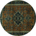 Round Persian Turquoise Traditional Rug, tr1403turq