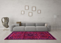 Machine Washable Persian Pink Traditional Rug, wshtr1403pnk