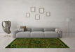 Machine Washable Persian Green Traditional Area Rugs in a Living Room,, wshtr1403grn