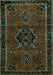 Machine Washable Persian Turquoise Traditional Area Rugs, wshtr1403turq