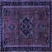 Square Machine Washable Persian Blue Traditional Rug, wshtr1403blu