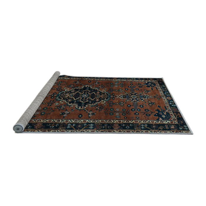 Sideview of Machine Washable Persian Light Blue Traditional Rug, wshtr1403lblu