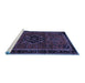 Sideview of Machine Washable Persian Blue Traditional Rug, wshtr1403blu