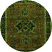 Square Persian Green Traditional Rug, tr1403grn